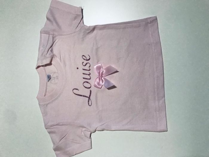 T-shirt Roze Met Naam 6-12M Arline en Lelou