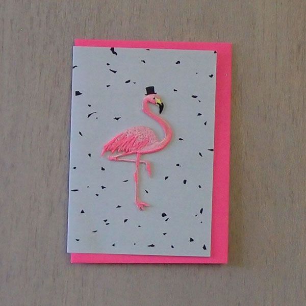 Verjaardagskaart iron on patch flamingo petra boase