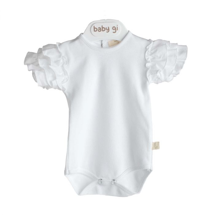 Bodysuit frilly wit 3M korte mouw baby gi