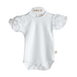 Bodysuit frilly wit 3M korte mouw baby gi