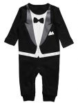Kruippakje Tiny Suit Zwart Strikje 9-12M